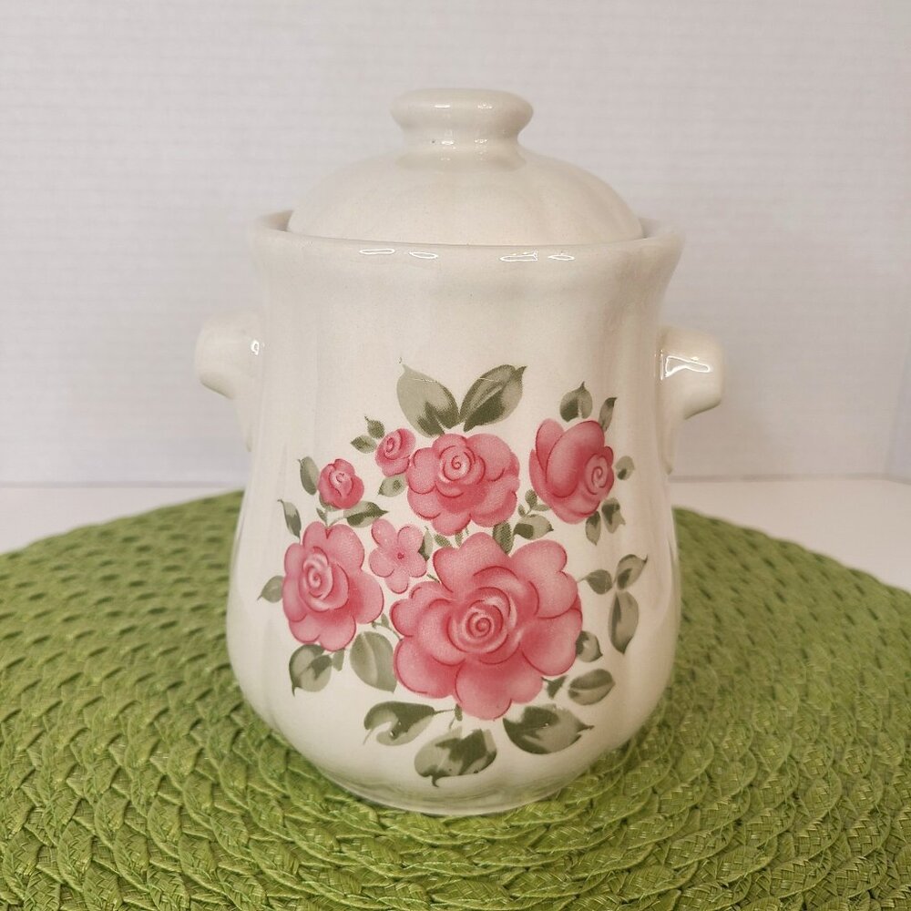 Vintage Gibson Roseland Ceramic Jar with Lid